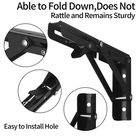 These Badass Heavy Duty Folding Shelf Brackets Bring Serious Strength As A 10 Inch Floating Triangle Wall Mount Hinge Setup visible close-up of folding mechanism.