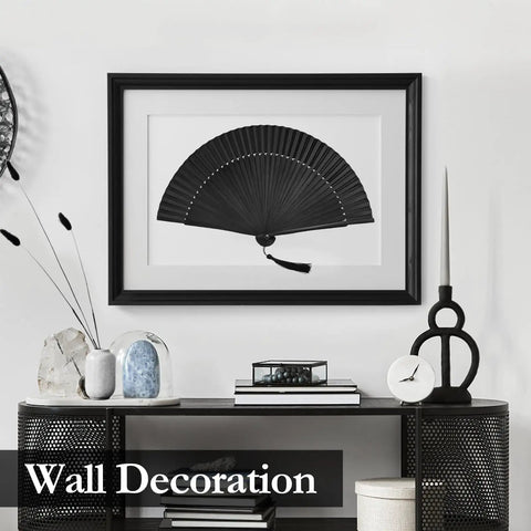 Framed Black Hand Fan For Stage And Rave Dancers With Elaborate Design And Satisfying Snap Clack Go To Handheld Fan 13 Inch