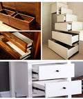 Heavy Duty 12 Inch Full Extension Ball Bearing Drawer Slides Built Like A Tank For Rock Solid Performance And Silky Smooth Glide Top Tier Cabinet Hardware Kit Ready To Install shown in various installations of drawers.