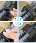 KobeIeen 10 Pack Outdoor Furniture Clips securing rattan chair with close-up on durable, rust-resistant design