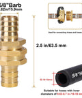 Heavy Duty Hose Repair Connector Kit With Brass Fittings And Stainless Clamps To Fix Leaks Fast On Standard 3/4 Inch Garden Hoses Easy Setup For DIY Plumbing Pros And Homeowners Who Need A Solid Fix Today. Brass 5/8 barb hose connector with clamp sizes shown