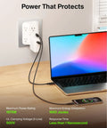Six Outlet Surge Protector Power Strip With USB C And USB A Ports For PD Fast Charge ETL Listed Wall Mountable 1680 Joules