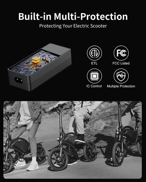 42V 2A Electric Bike Charger for DYU D3F King750 A1F FF500 C2 C3 C5 C6 C6 Pro with LED Indicator and Safety Protection Fast Charging for Lithium Batteries Built for Daily Commutes and Weekend Rides