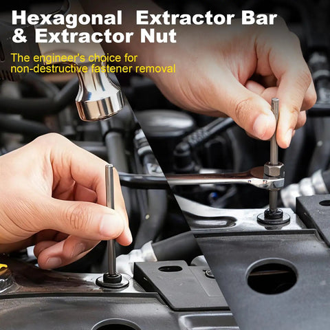 Heavy Duty 55 Piece Screw And Bolt Extractor Set With Multi Spline Bits And Drill Bits For Removing Damaged Frozen Rusted Rounded Off Bolts And Screws Industrial Grade CR MO Steel For Home And Shop in use on a metal component.