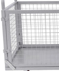 4 In 1 Beefy Heavy Duty Platform Cart With Cage 40 By 24 Inches 440 Lb Capacity Foldable Steel Hand Cart With 5 Inch Swivel Casters Detachable Mesh Push Dolly For Garage Storage And Shop Organization, close-up of mesh cage side