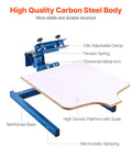 One Color One Station Silk Screen Printing Press for Tees and Garments, 21.3 by 17.7 inch adjustable carbon steel build