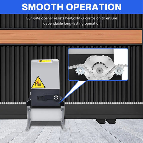 Heavy Duty 4400lb Automatic Sliding Gate Opener Kit With APP Control 750W Motor Remote Kit, close-up of chain mechanism