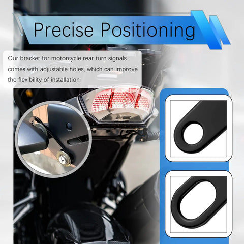 Close-up of heavy-duty bracket 10mm/12mm holes on 4 Piece Motorcycle Turn Signal Bracket Set L Shape Or Straight Mounts