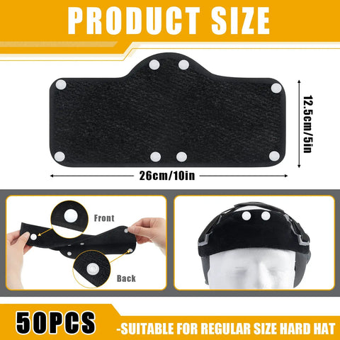 Product size details of Bulk 50 Pack Hard Hat Sweatband Liners Cotton Washable Reusable Helmet Sweat Bands For Construction Workers Black