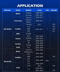 Application chart for Camshaft Retaining And Alignment Tool Kit EN 48383 EN 46105 for V6 2.8L to 3.6L engines with vehicle models.