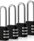 4 Pack 2.2 Inch Small Combination Locks With 3 Digit Resettable Codes Heavy Duty Locker Padlocks For Gym Luggage Suitcase And Gate Zinc Alloy Body With Hardened Steel Shackle Black.