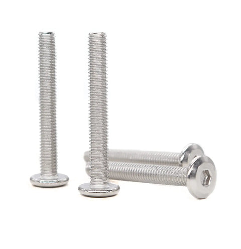 12-Piece M6 X 50mm Flat Socket Cap Allen Bolts For Furniture Assembly, 304 Stainless Steel, Includes Allen Key, close-up view