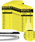 50 Pack PVC Fire Extinguisher Monthly Inspection Tags 4.7 By 2.3 Inches With Wire And Double Ended Oil Based Marker Yellow