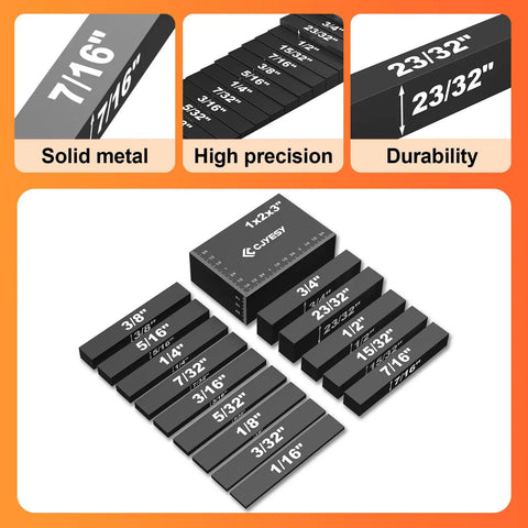 15 Piece Height Gauge Block Set For Woodworking With Precision Ruler Marked Bars, Quick No-Fuss Setup For Table Saw And Fence Alignment