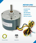 Condenser Fan Motor Replacement For Your AC Upgrade Plug-And-Play One-Tenth HP 1100 RPM 208-230V 60Hz 48 Frame CCW Rotation