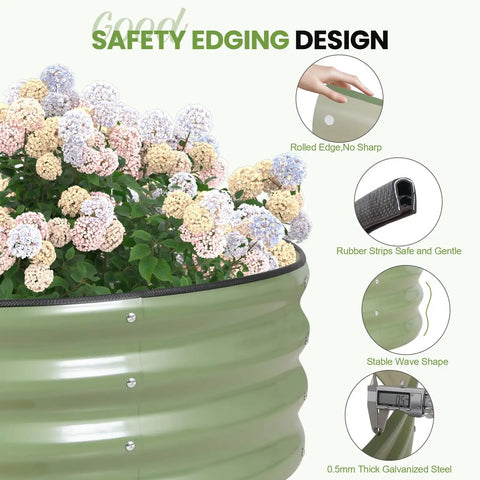 Round Raised Garden Bed Set Of Two 3x3x1 Ft Heavy Duty Galvanized Steel Planter Boxes With Rubber Edge Trim For Outdoor Gardens