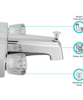 Budget Friendly Classic Tub And Shower Faucet With Diverter Chrome Polished Finish Easy Turn Crystal Acrylic Knobs side view
