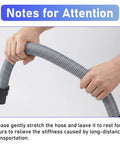 Person stretching 16 Foot Dust Collection Hose Kit With Six Universal Adapters From Quarter Inch To One And A Half Inch For Woodworking And Shop Vacuums Heavy Duty Flexible Vacuum Hose Fits Most Brands For Sander Tools.