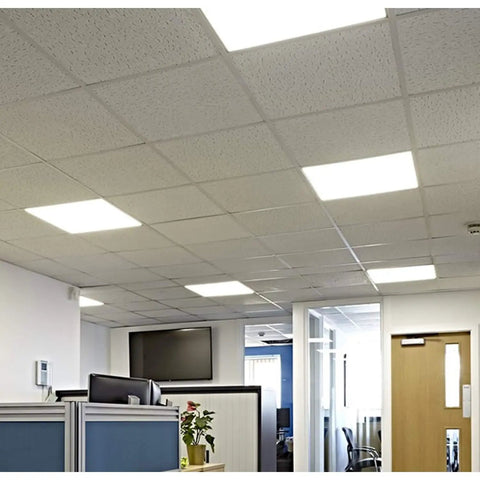Office ceiling with U Bend LED Tube Light T8 T12 18W 2000 Lumens 3000K Soft White Fluorescent Tube Replacement installed