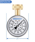 MeasureMan water pressure gauge, front view, 2-1/2 inch dial, 0–200 psi, brass 3/4 inch hose thread