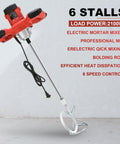 Super Powerful 2100 Watt Electric Handheld Portable Cement Mixer With Adjustable Six Speeds Perfect For Mixing Up Concrete Mortar Mud