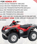 Honda Front Wheel Bearings And Seals Kit for ATV models Foreman, Rincon, Rubicon with part numbers and red ATV background