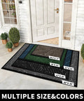 All Season Front Door Mat Outdoor Indoor 29.5x17 Waterproof Doormat Non Slip Entrance Rug For Garage Patio Entryway Black Durable And Easy To Clean Everyday displayed in front of a door in various sizes and colors