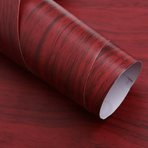 Premium Brown Pvc Peel And Stick Wallpaper For Kitchen Countertops And Dining Tables Waterproof Self Adhesive Vinyl Wall Covering Darn Quick Swap Nailed Finish, close-up of rolled film showing wood grain texture.