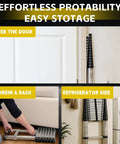 Fourteen And A Half Foot Telescoping Ladder For Home Use Lightweight Aluminum Retractable Collapsible Step Ladder With Non Slip End Caps And 330 Pound Capacity For Do It Yourself Projects And Home Quick Fixes stored behind door