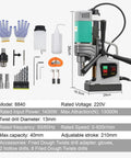 Zhimei Magnetic Drill Press 1450W Motor 1.57 Inch Boring Diameter Electric Metal Drilling Machine 820 Rpm Ten Speed with accessories