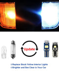 Comparison of stock yellow light vs. Lit 6000K White LED Interior Light Kit With Install Tool For Toyota Tundra 2007 To 2021.