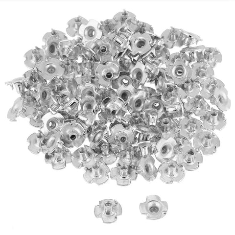 100 Pieces T Nuts Carbon Steel Zinc Plated Four Prong For Wood And Chipboard Woodworking And Furniture M5 Size Durable Rust Resistant