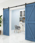 Beefed Up Heavy Duty Sliding Barn Door Hardware Kit With Flat Track And Quiet Rollers for double wooden doors installed in living room