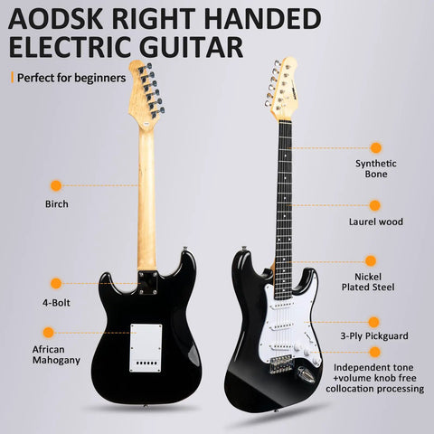 Electric Guitar Starter Kit With Amp And Full Accessories For Beginners To Pros Plug And Play 39 Inch Solid Body Six Strings