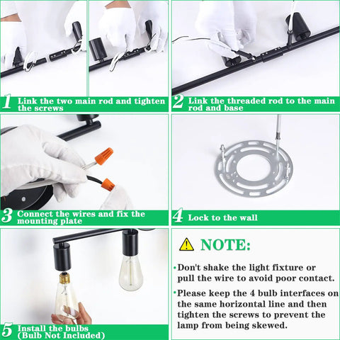 Installation guide for 4 Light Black Vanity Light Fixture For Bathroom Over Mirror Vintage Farmhouse Industrial Wall Sconce