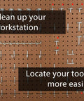 51 Piece Pegboard Hook Set for Garage Organization and Tool Storage installed on pegboard wall with hooks