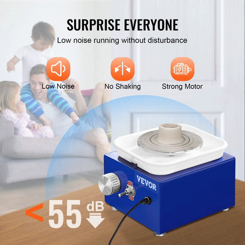 Awesome Mini Pottery Wheel Kit For Kids And Beginners With Two Turntables 2.6In And 3.9In displayed on a table