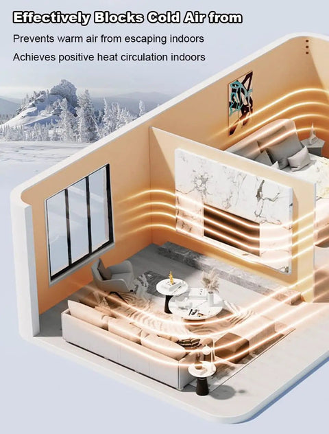 Premium Beige Thermal Peel And Stick Wall Panels 9mm Thick XPE Foam Insulation Cold Wall Game Changer visual illustration showing heat circulation.