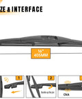 Subaru 14 Inch Rear Wiper Blade Replacement diagram with 16 inch label and installation steps for Forester Outback Impreza and more.