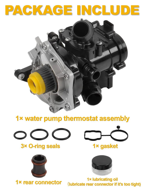 Auxiliary Electric Coolant Pump Assembly With Gaskets for Audi Q7 Q3 A3 A4 A5 A6 Passat Beetle Golf Quattro 2.0L Gas package contents