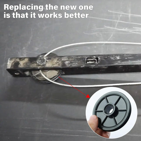 Heavy Duty Garage Door Idler Pulley Replacement For Chamberlain Liftmaster Square Rail Openers showing installation details and design.