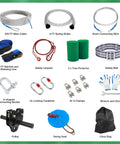 Components of Backyard Zip Line Kit For Kids And Grownups Up To 400 Lbs Quick Tighten Zipline With Rust Proof Removable Trolley.