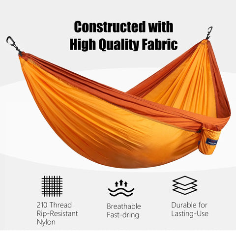 Double Camping Hammock With Tree Hanging Kit And 12Kn Aluminum Wiregate Carabiner Parachute Nylon Lightweight Portable Gear