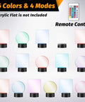 Six Piece 3D Night LED Light Bases With 16 Color Display And Remote USB Powered Acrylic Christmas Lamp Display For Restaurants And Shops Small Black Set Touch Or Remote Color Change, showing round and square light bases.