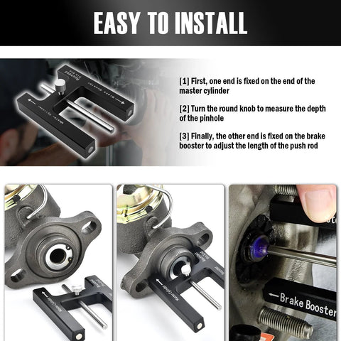 VKQTS brake booster adjustment tool, aluminum, with master cylinder push rod for brake distance adjustment