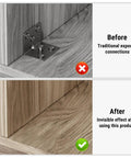 Before and after image showing Real Deal Killer Slick Furniture Concealed Connector Two In One Invisible Hide Joint Fastener Kit usage.