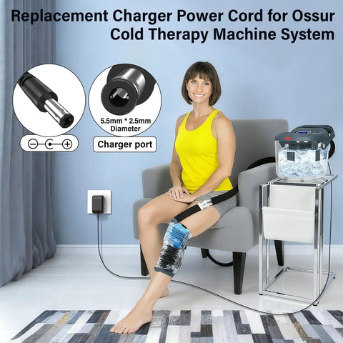 Woman using 12V Cold Therapy Charger Power Cord Replacement For Ossur Cold Rush Compact And Polar Active Ice 3.0, device in use