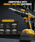 Cordless Rivet Gun for DeWalt 20V Max Battery Tool Only Bare Tool With Brushless Motor shown with compatible batteries
