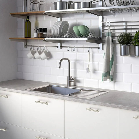 Modern kitchen with 60 pack 5 inch brushed nickel cabinet pulls for kitchen drawers and cabinets, stainless steel design