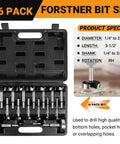 Top Shelf Forstner Bit Set With Sixteen Heavy Duty Wood Drill Bits Cutting Perfect Flat Bottom Holes On Plywood And Softwood For Cabinet Making And Garage Shop Builds Straight Up No Sweat Performance in a black storage case.
